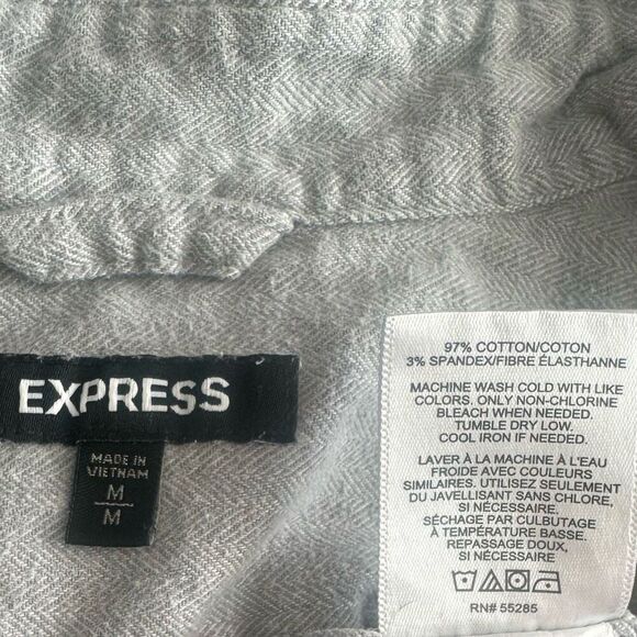 Express Men’s Long Sleeve Button Down Shirt Gray Size Medium - Picture 6 of 7